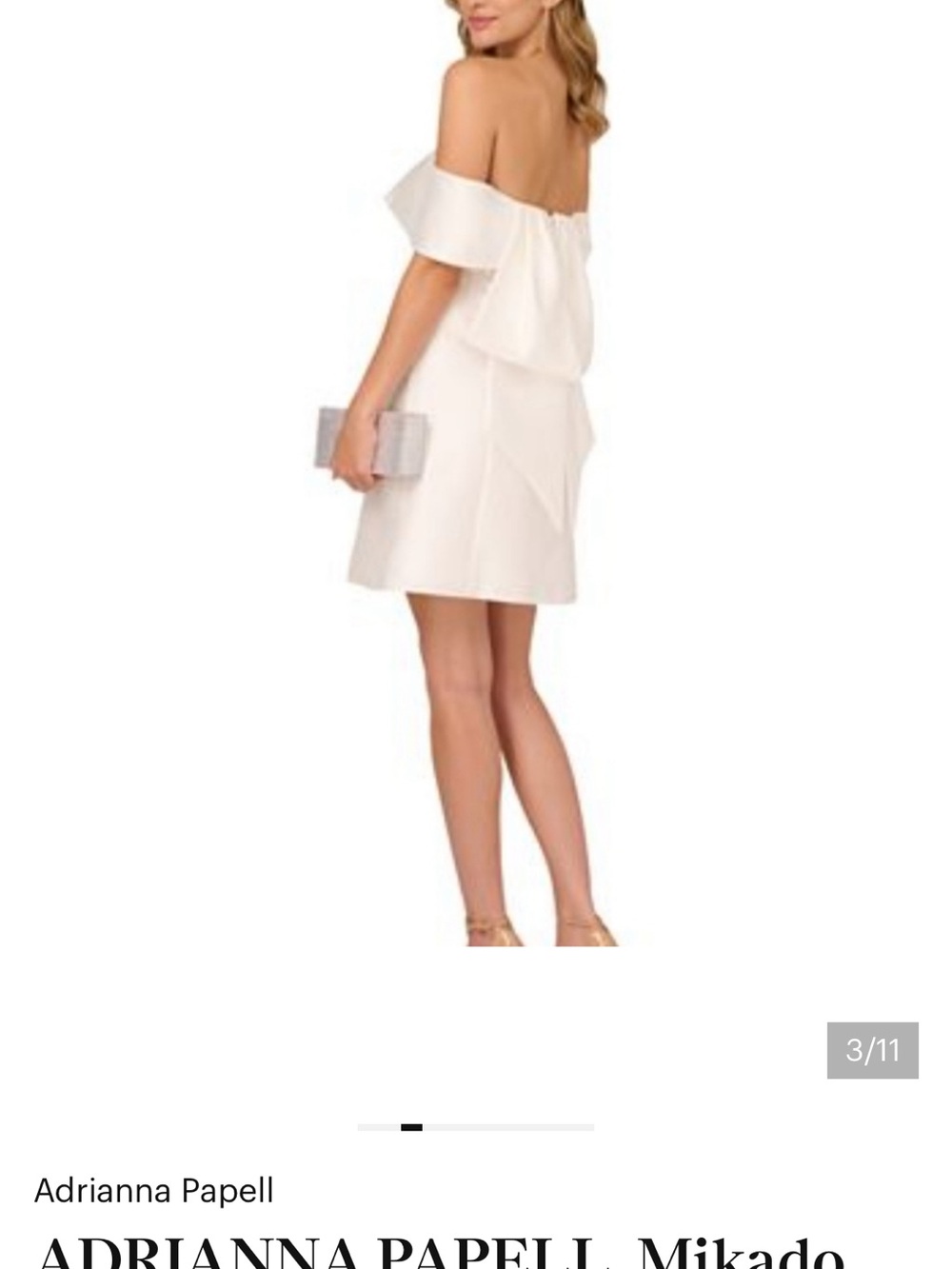Adrianna Papell White Off-Shoulder Mikado Cocktail Dress